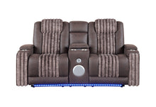 Load image into Gallery viewer, U8000 BROWN PWR CONSOLE REC LOVESEAT W/PHR, LED AND SPEAKER