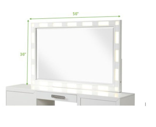 Galaxy Home Coco Solid Wood Mirror Milky White