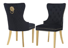 Load image into Gallery viewer, Galaxy Home Simba Gold Legs Dining Chair (Set of 2) in Black image