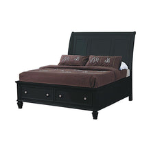 Load image into Gallery viewer, Sandy Beach Black Queen Sleigh Bed With Footboard Storage - Ego Home Furniture
