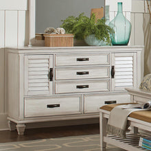 Load image into Gallery viewer, Franco Antique White Five-Drawer Chest With Louvered Panel Doors - Ego Home Furniture