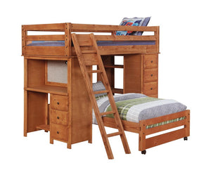 Wrangle Hill Twin-over-Full Loft Bed with Desk