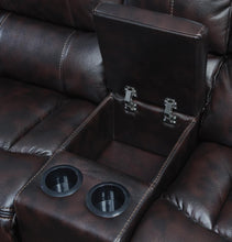 Load image into Gallery viewer, Willemse Chocolate Reclining Loveseat With Storage Console - Ego Home Furniture