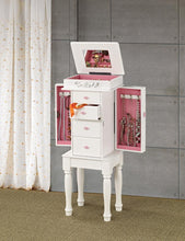 Load image into Gallery viewer, Traditional White Jewelry Armoire with Pink Interior - Ego Home Furniture