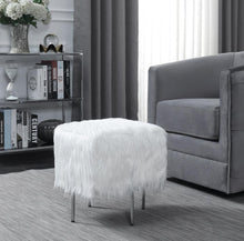 Load image into Gallery viewer, White Faux Sheepskin Ottoman - Ego Home Furniture