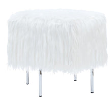 Load image into Gallery viewer, White Faux Sheepskin Ottoman - Ego Home Furniture