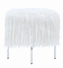 Load image into Gallery viewer, White Faux Sheepskin Ottoman - Ego Home Furniture