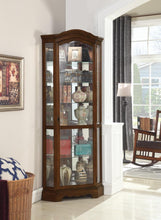 Load image into Gallery viewer, Traditional Rich Brown Corner Curio Cabinet
