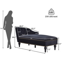 Load image into Gallery viewer, Velvet Chaise Lounge, Button Tufted Right Arm Facing Lounge Chair With Nailhead Trim For Living Room - Black
