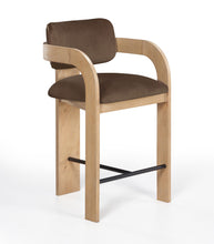 Load image into Gallery viewer, Cedra - Velvet Performance Fabric Upholstered Counter Stool - Natural Frame
