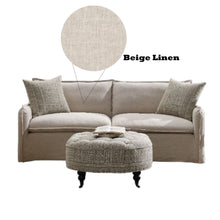 Load image into Gallery viewer, Upendo - Pattern Linen Sofa With 2 Toss Pillows - Beige
