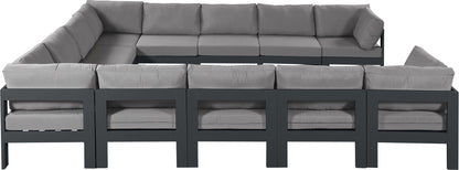 Nizuc - Outdoor Patio 12 Piece Modular Sectional With Gray Frame