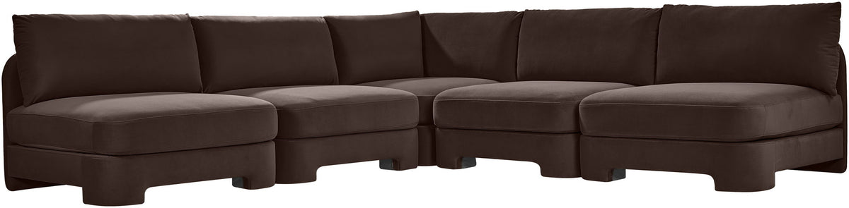 Hammond - Velvet Performance Fabric Upholstered 5 Piece Armless Sectional