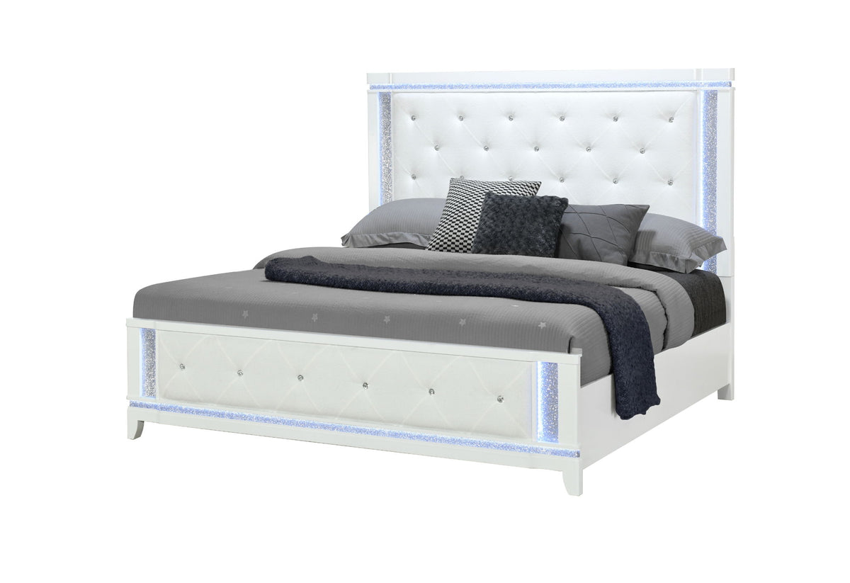 Alina - King Bed Footboard With LED - White