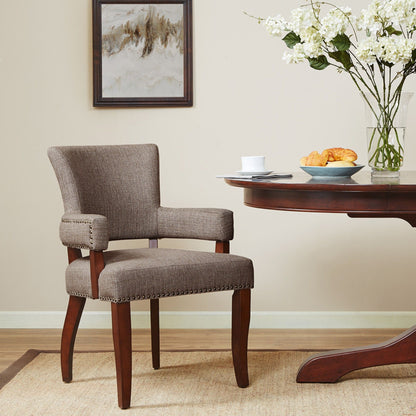 Elegant Arm Dining Chair With Brass Nail Head Detailing - Ego Home Furniture