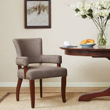 Load image into Gallery viewer, Elegant Arm Dining Chair With Brass Nail Head Detailing
