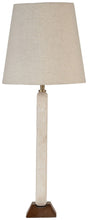 Load image into Gallery viewer, Solis - Genuine Marble And Mango Wood Base With Linen Textured Fabric Shade Table Lamp
