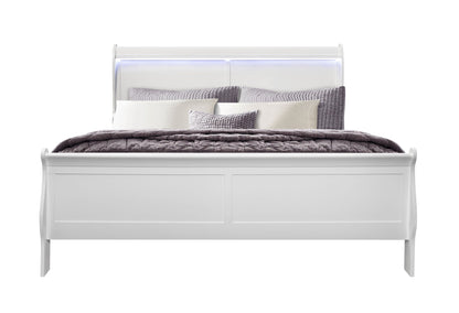 Charlie - King Bed With LED Side Rails - White