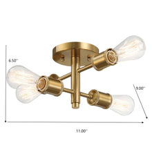Load image into Gallery viewer, Ephemeral - 4 Lights Semi Flush Mount Ceiling Pendant - Antique Brass / Clear / Gold
