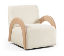 Load image into Gallery viewer, Neria - Chenille Fabric Upholstered Swivel Accent Chair - Cream / Painted Natural
