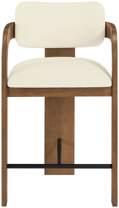 Cedra - Velvet Performance Fabric Upholstered Counter Stool - Brown Frame