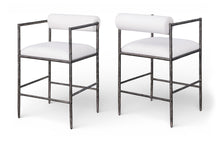 Load image into Gallery viewer, Axis - Linen Textured Cream Fabric Upholstered Counter Stool (Set of 2)
