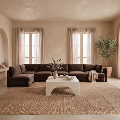 Hammond - Velvet Performance Fabric Upholstered 6 Piece L-Shaped Armless Sectional