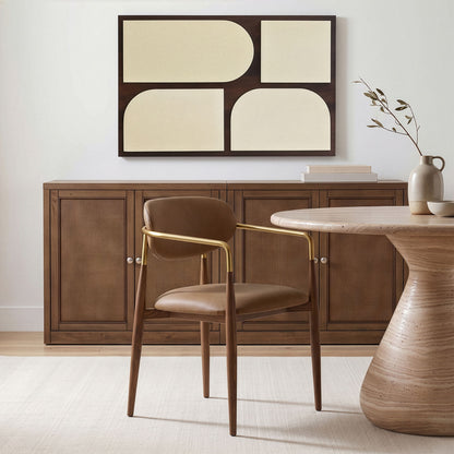 Ronda - Vegan Leather Upholstered Dining Arm Chair - Walnut Legs