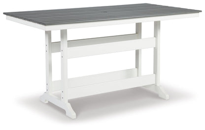 Transville - Rectangular Counter Table With Umbrella Option - Gray / White
