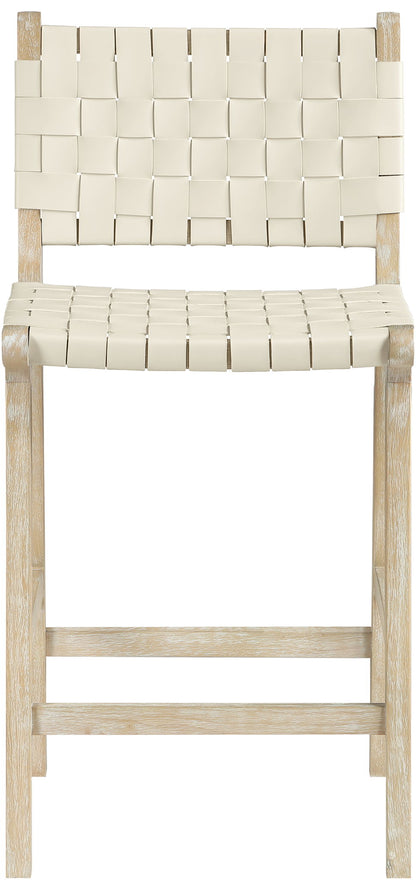 Entwine - Vegan Leather Upholstered Counter Stool - Painted Natural