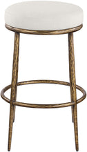 Load image into Gallery viewer, Ferro - Performance Fabric Upholstered Backless Bar Stool - Cream / Antique Brass
