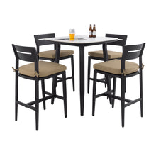 Load image into Gallery viewer, 5 Pieces Outdoor Patio Bar Set, Rounded Square Table &amp; 4 Aluminum Bar Stools
