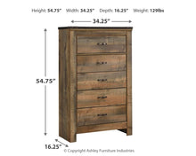 Load image into Gallery viewer, Trinell - Five Drawer Chest - Brown
