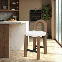 Load image into Gallery viewer, Amari - Vegan Leather and Boucle Fabric Stool
