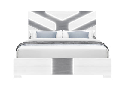 Optimus - Queen Bed With LED - White