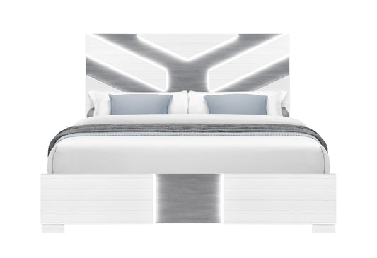 Optimus - Queen Bed With LED - White