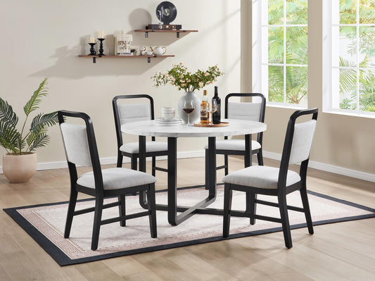 D180 - 5 Piece Dining Room Set (Table, 4 Side Chairs) - Black / White