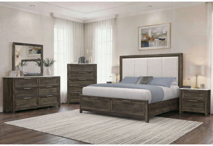 Mariah - 5 Piece Full Bedroom Set (Bed, Dresser & Mirror, Nightstand, Chest) - Dark Brown