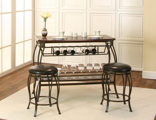 D901 - 3 Piece Dining Room Set (Bar Unit, 2 Stools) - Dark Brown