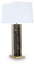 Load image into Gallery viewer, Neonish - Marble Table Lamp - Black / Gold Finish
