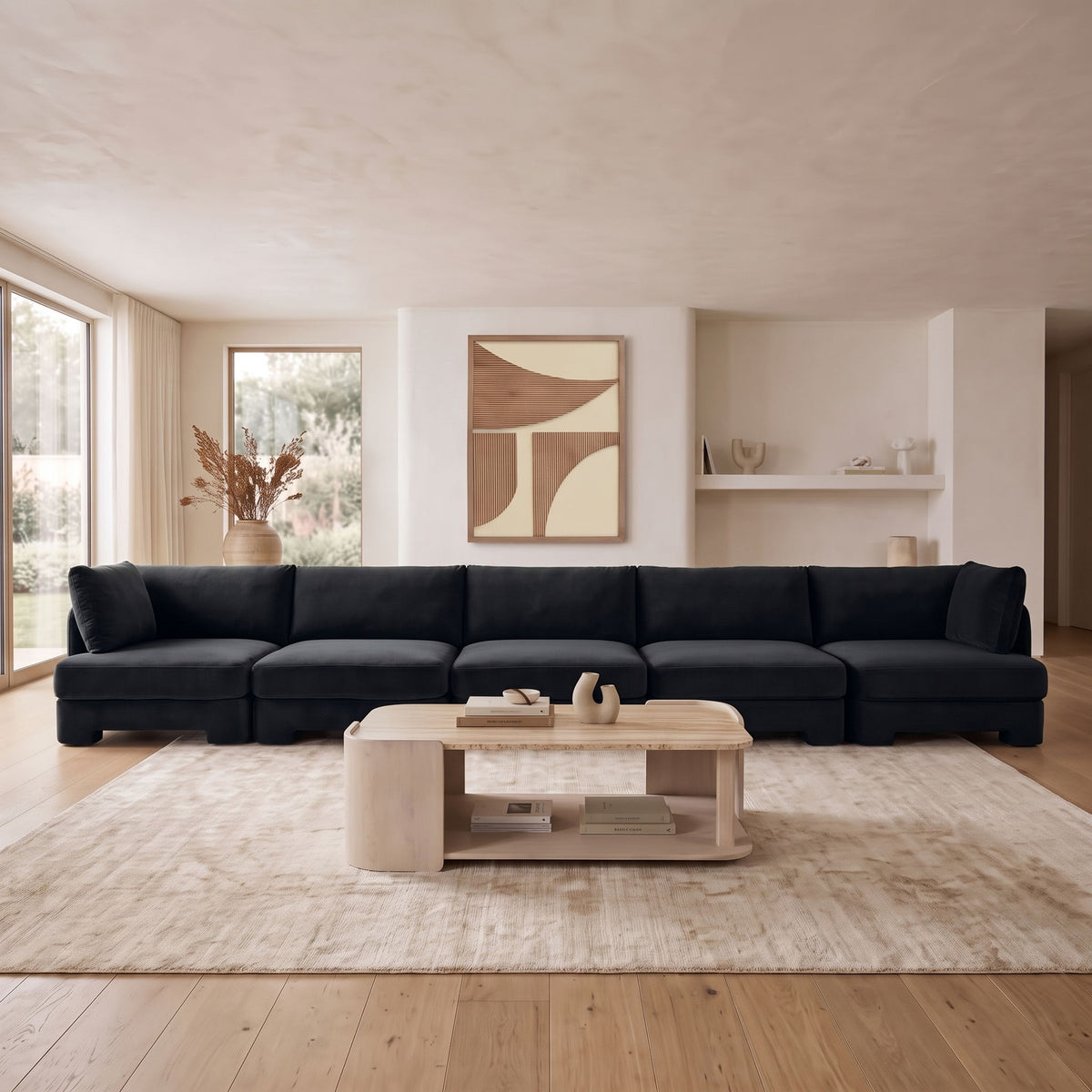 Hammond - Velvet Performance Fabric Upholstered 5 Piece Sofa