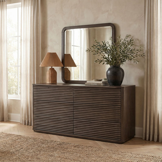 Morino - Oak Veneer And Solid Wood Mirror - Brown