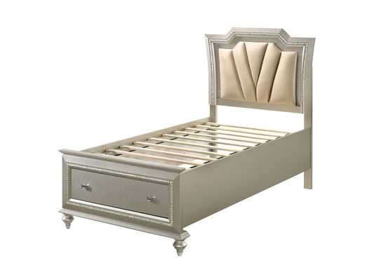 Kaitlyn - Full Bed With LED & Storage - Champagne - Ego Home Furniture