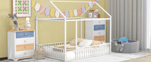 Load image into Gallery viewer, Metal Bed House Bed Frame With Fence

