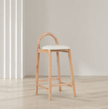 Load image into Gallery viewer, Calvin - Faux Leather Stool - Light Brown Legs
