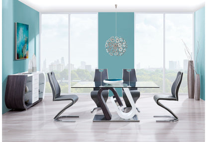 D4127 - Dining Table - Dark Gray / Silver