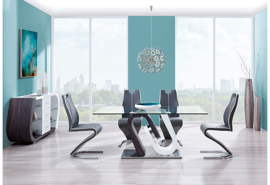 D4127 - Dining Table - Dark Gray / Silver