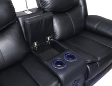 Load image into Gallery viewer, U100 - Power Reclining Loveseat With LED Light &amp; Speaker - Black

