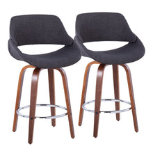 Load image into Gallery viewer, Fabrico - Mid Century Modern, Fixed Height Counter Stool With Round Footrest (Set of 2)
