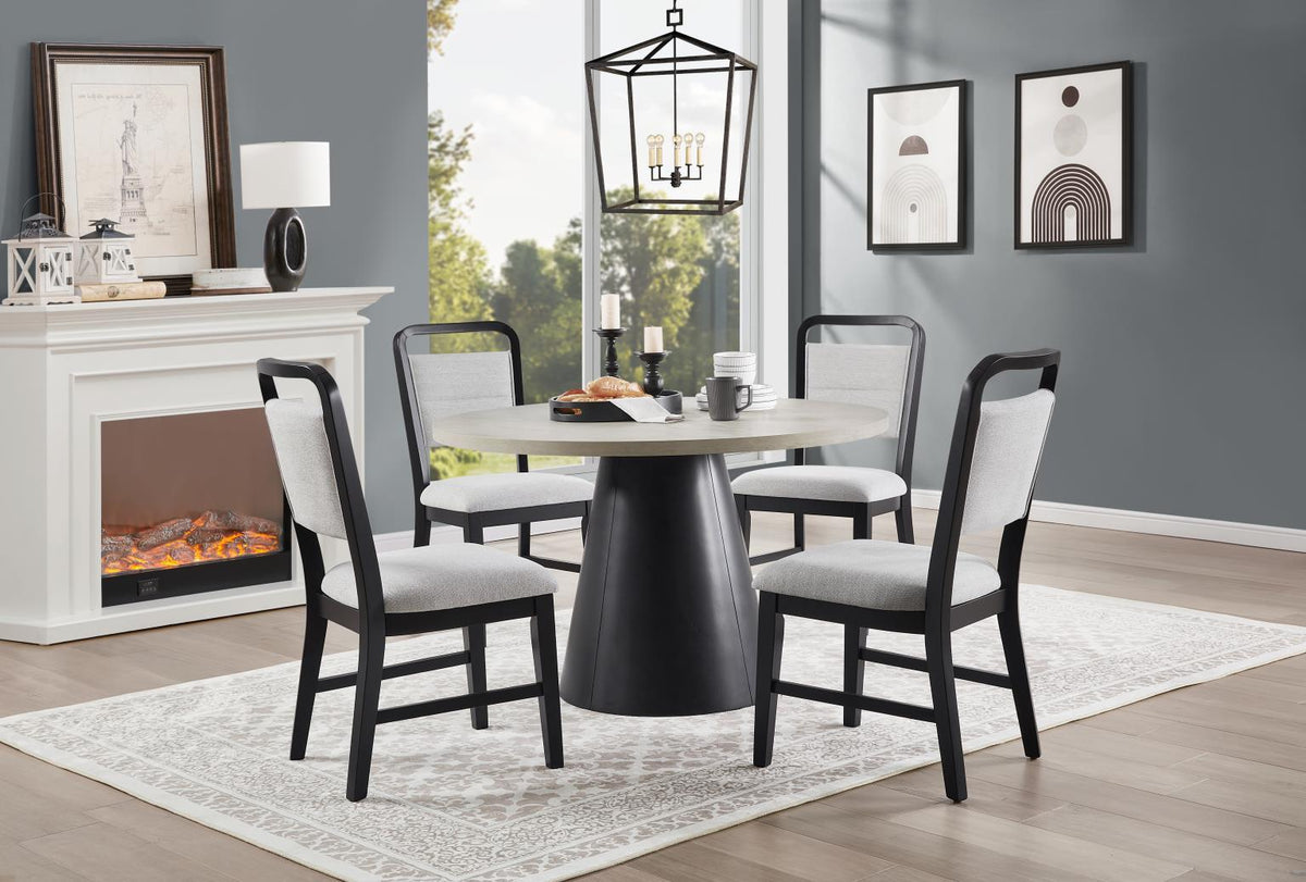 D178 - Melamin Round Dining Table - Black / Ivory